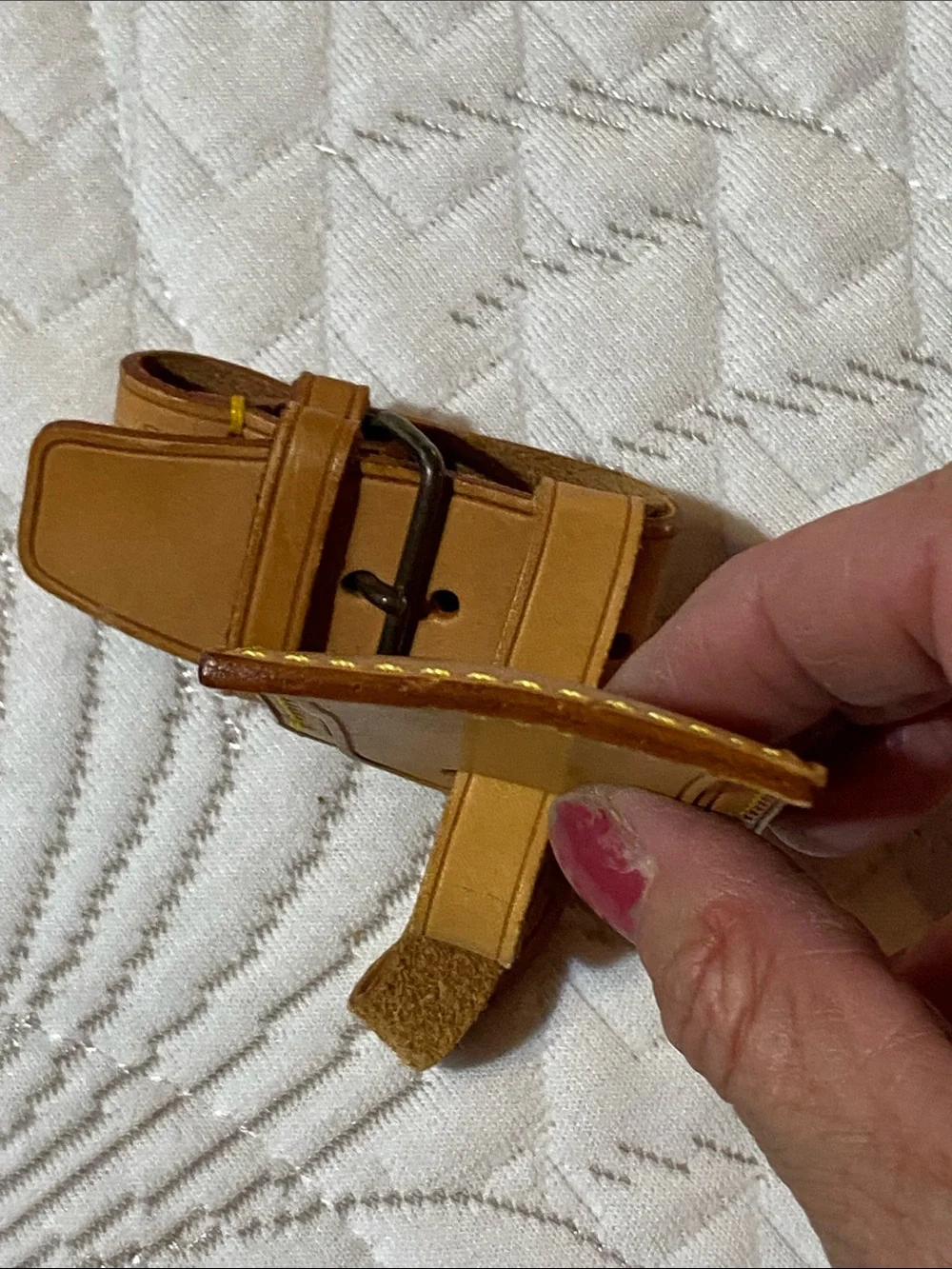 Louis Vuitton Tan Leather Luggage Tag with Strap